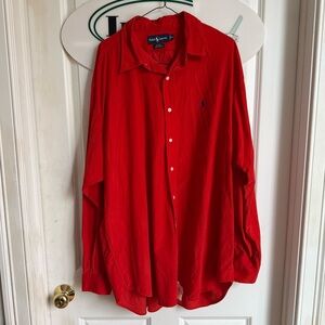 Polo by Ralph Lauren Men's Vibrant Red Button Down Shirt